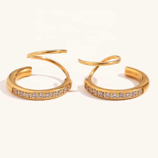 Diamond Spiral Earrings Anti Tarnish