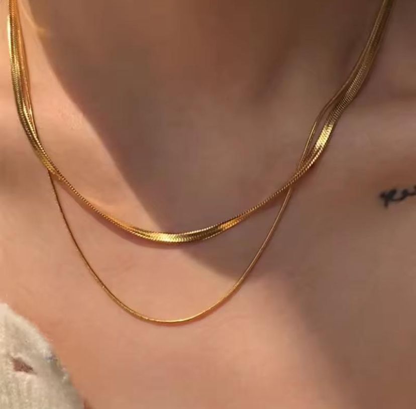 Plain Chain Two Layer Necklace