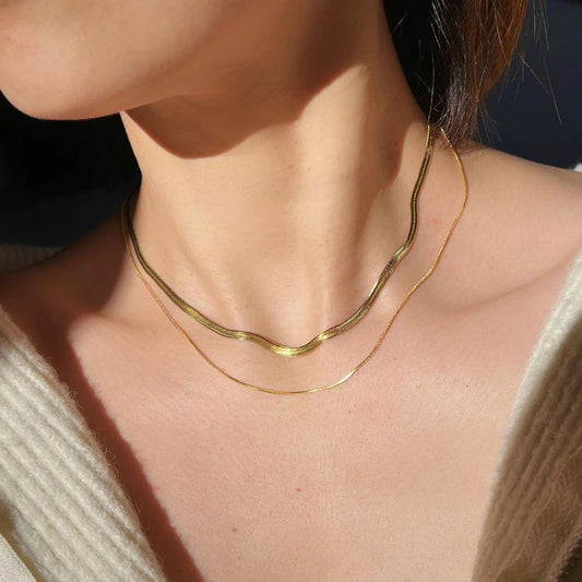 Plain Chain Two Layer Necklace