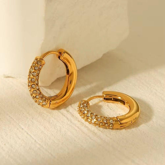 Diamond Huggie Hoop Earrings